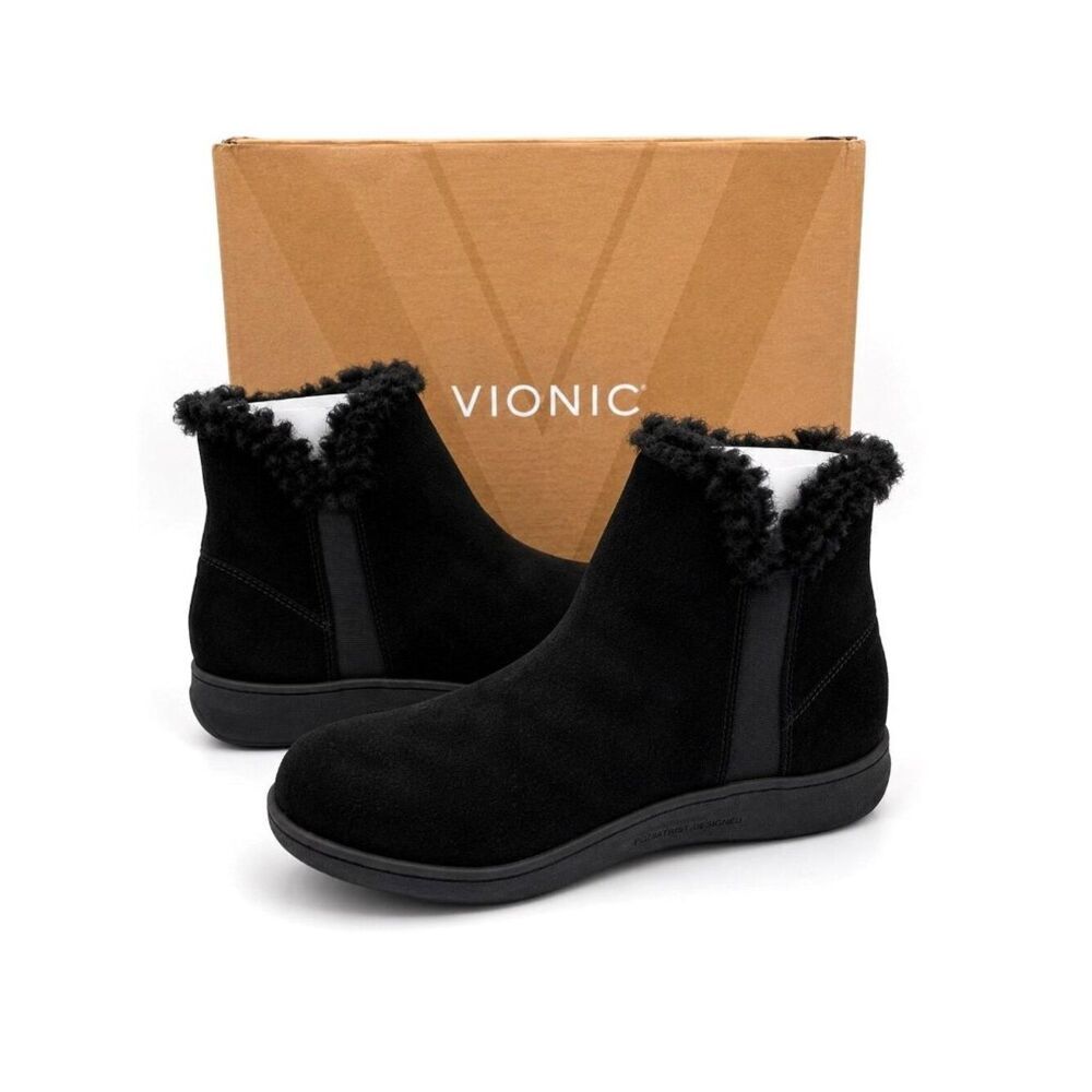 Vionic Unwind Supportive Bootie Faux Fur Arch Support Ankle Boots Womens 9